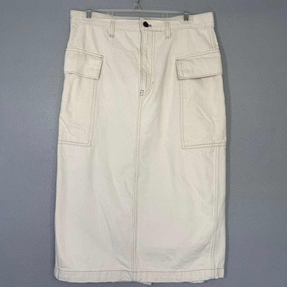 Banana Republic Women's Utility Cargo Denim Midi Skirt Size 8 Utility Streetwear